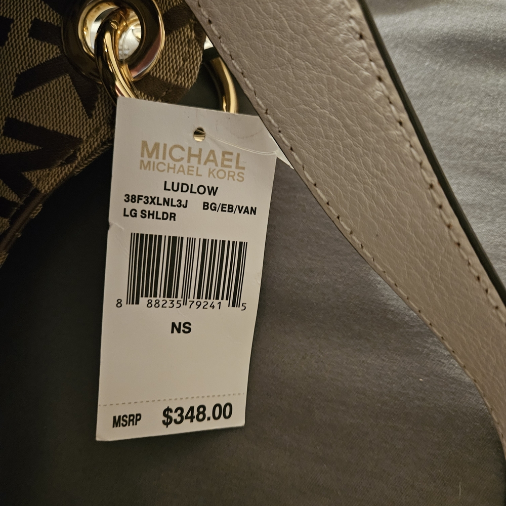 Michael Kors Brown Logo Drawstring Hobo Bag Ludlow - Picture 2 of 9